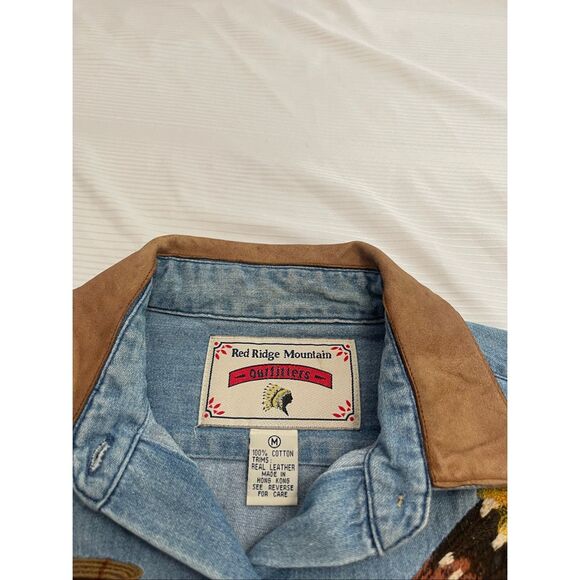 Red Ridge Mountain Outfitters VTG Native American Embroidered Denim Shirt Medium - Picture 3 of 8